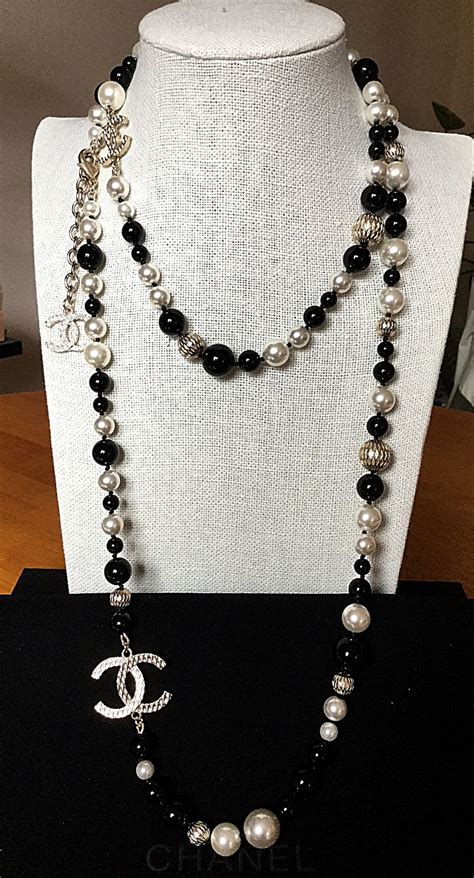 chanel black white pearl necklace|buy Chanel pearl necklace.